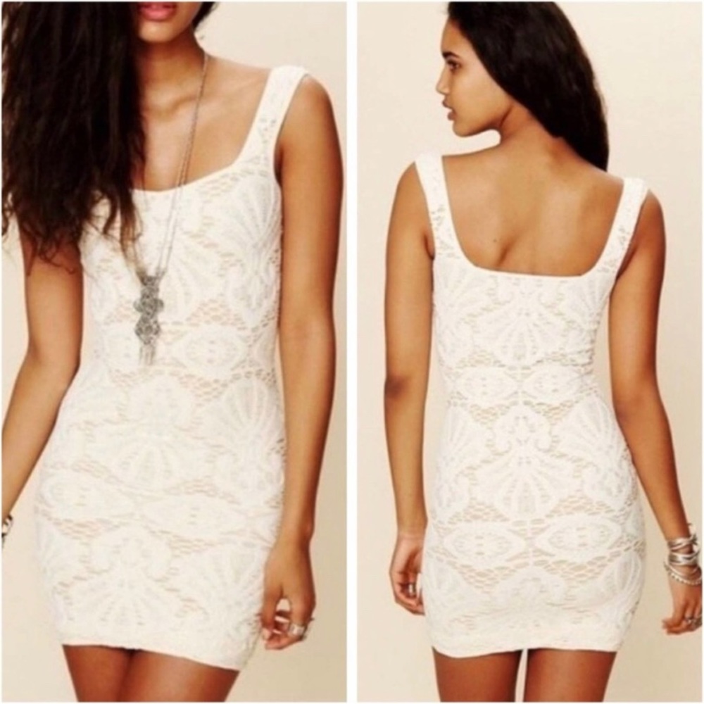 Free People Seamless Medallion Bodycon white lace dress